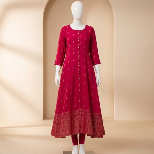 Twill blue brand A line Kurtis