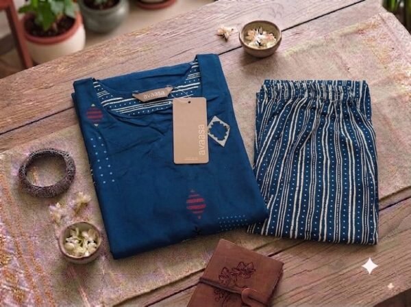 Rayon Co Ord Set- Peacock blue