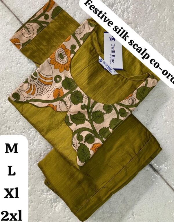 Rawsilk Co Ord Set -Mehandi green