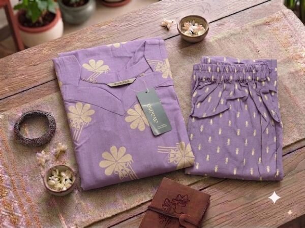 Rayon Co Ord Set- Lavender