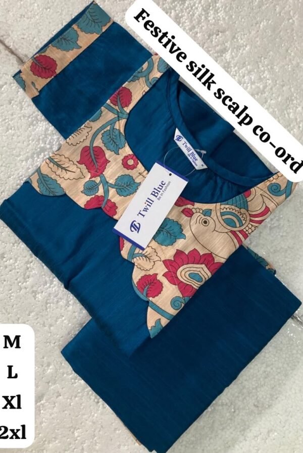 Rawsilk Co Ord Set -Peacock blue