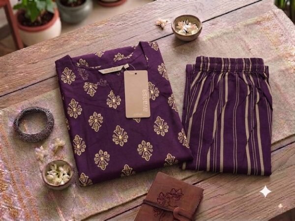 Rayon Co Ord Set- Brown (Purple 1)