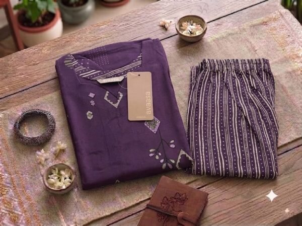 Rayon Co Ord Set- Brown (Purple)