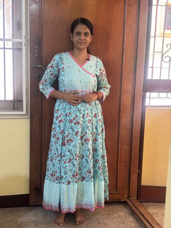 Cotton Frock-Light blue
