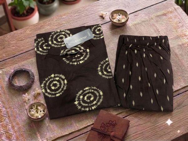 Rayon Co Ord Set- Brown