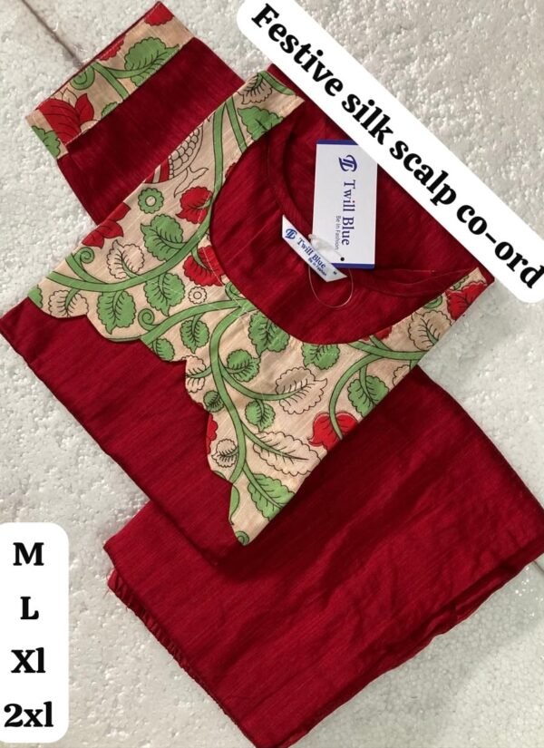 Rawsilk Co Ord Set -Red